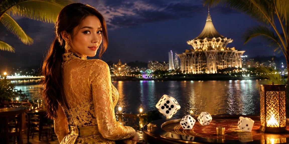 Pemain berbaju kebaya di Kuching memainkan permainan dadu dan roulette dalam talian dengan tenang